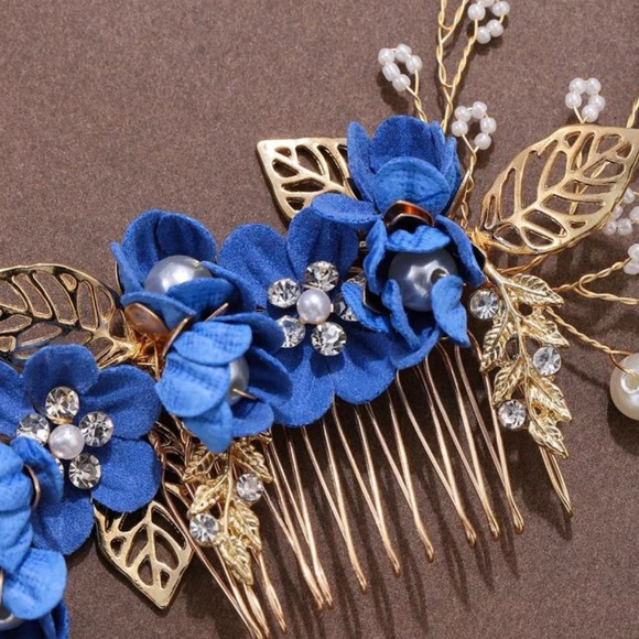 Ornate Blue Hair Piece - Picture 4 of 4